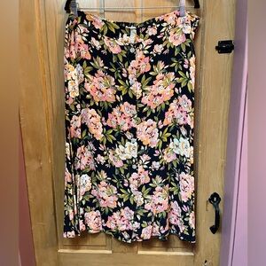 Loft Button Down Floral Midi Skirt